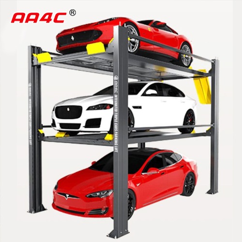 AA4C integrated 4 post triple car parking lift  auto parking system 3 cars parking