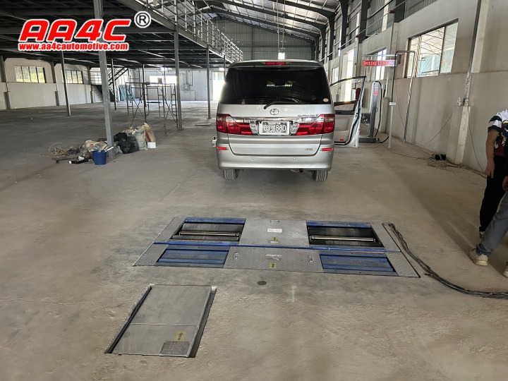 AA4C 4 in 1 vehicle test lane in Myanma brake roller tester, side slip, axle load ,suspension tester 