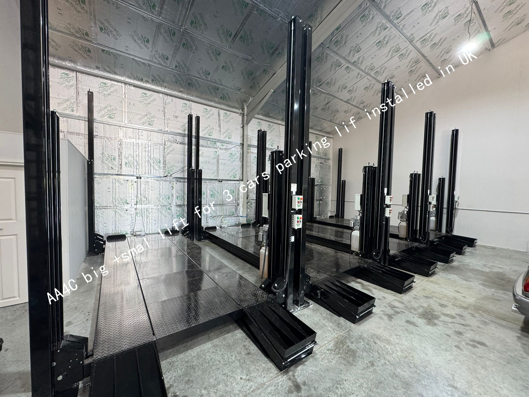 AA4C 3 cars parking lift installed in UK and Malaysia
