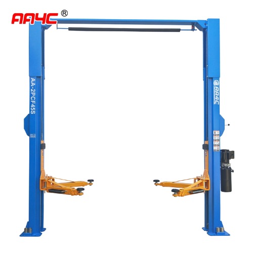 AA-2PCF45S 4.5T  single point manual unlock  clearfloor 8 folded profile columns intern arm lock  2 post car lift 